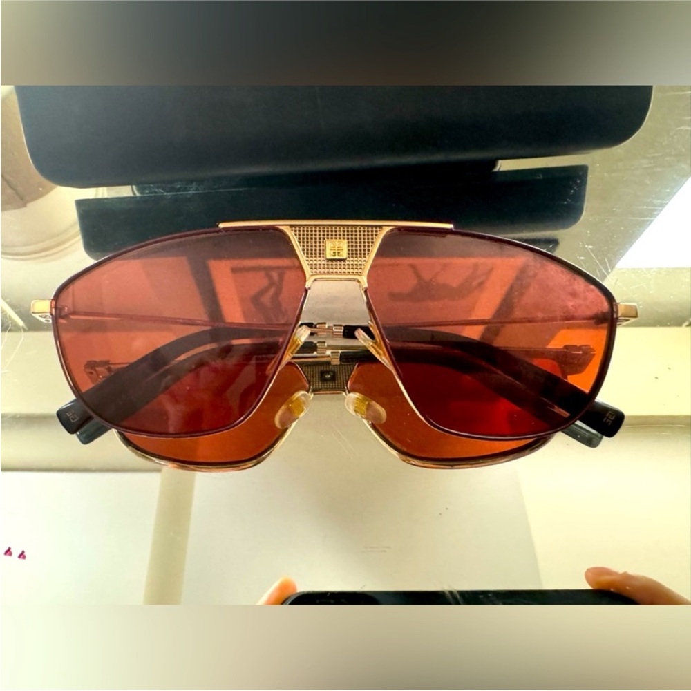 Givenchy Gold Frame Sunglasses with Brown Lenses